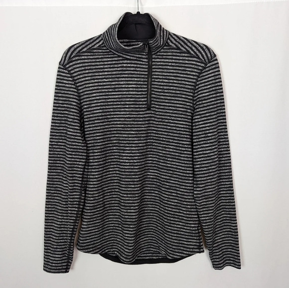 Lululemon Men M Surge Warm 1/2 Zip Raven Stripe Black Heathered Black Athletic - Picture 5 of 13